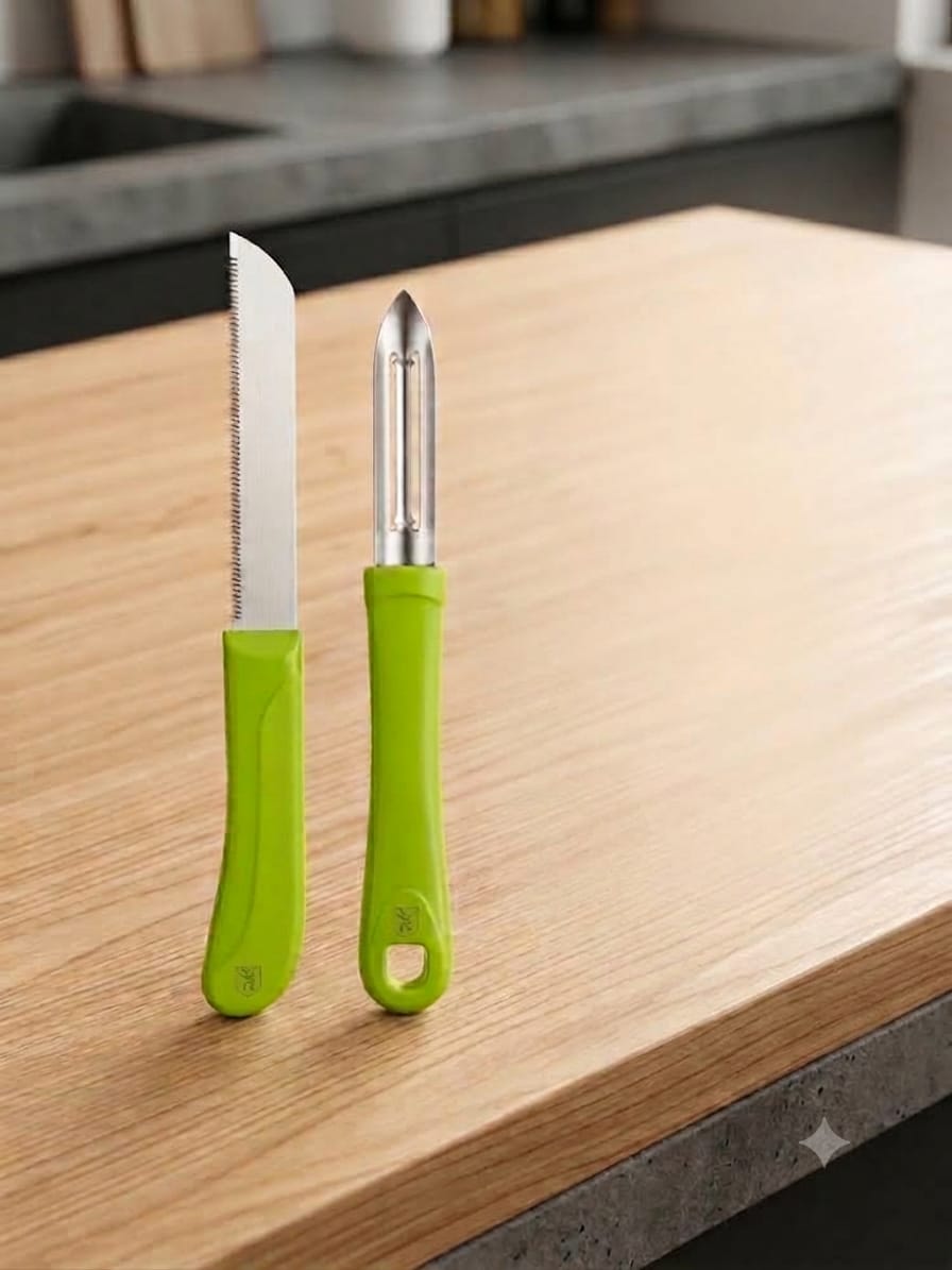 Ace Dura Stainless Steel Kitchen Knife & Vegetable Peeler Combo – 4 Colours available