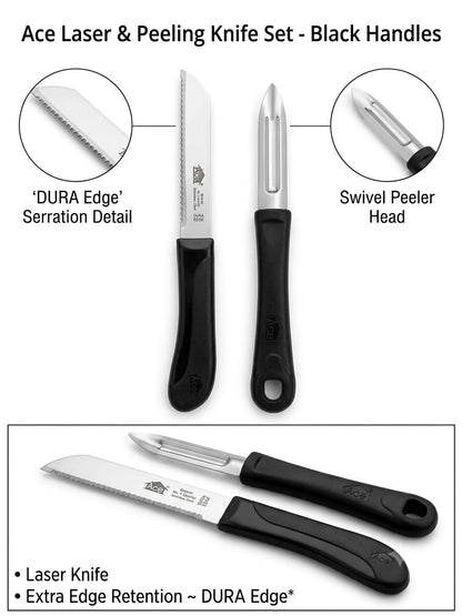 Ace Dura Stainless Steel Kitchen Knife & Vegetable Peeler Combo – 4 Colours available