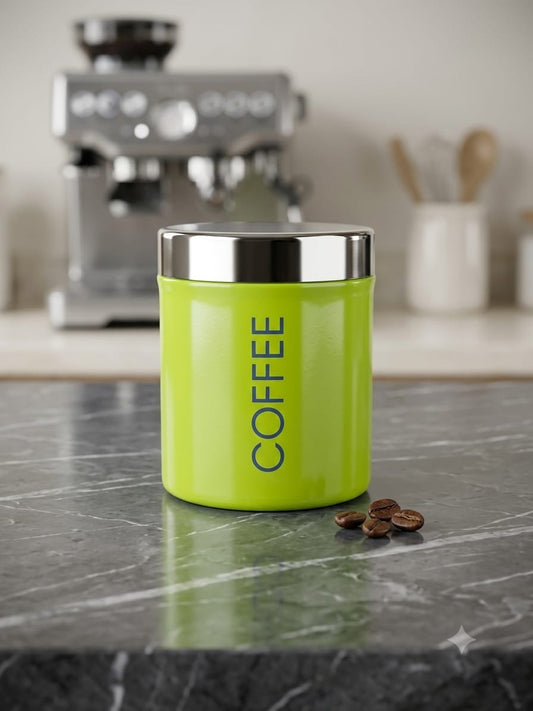 Coffee, Tea & Sugar Container Set | 3-Piece Colourful Kitchen Storage Jars with Stainless Steel Lids
