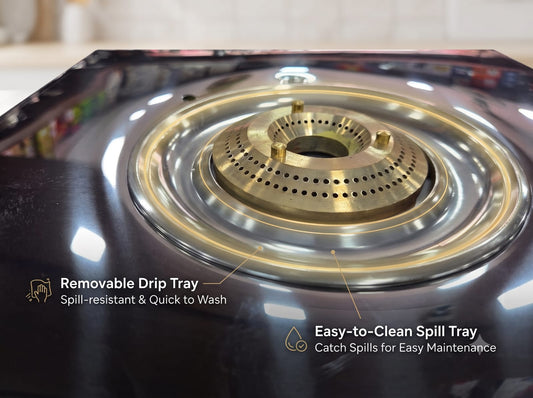 Eleenova Hero Plus Single Burner Gas Stove – Stainless Steel, Tri-Pin Brass Burner