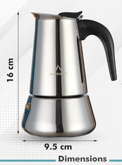 Atlasware Stainless Steel Espresso Coffee Percolator  (ERIKA)