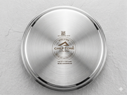 Cheftone Lagadi Triply Kadai | Stainless Steel Triply Cookware