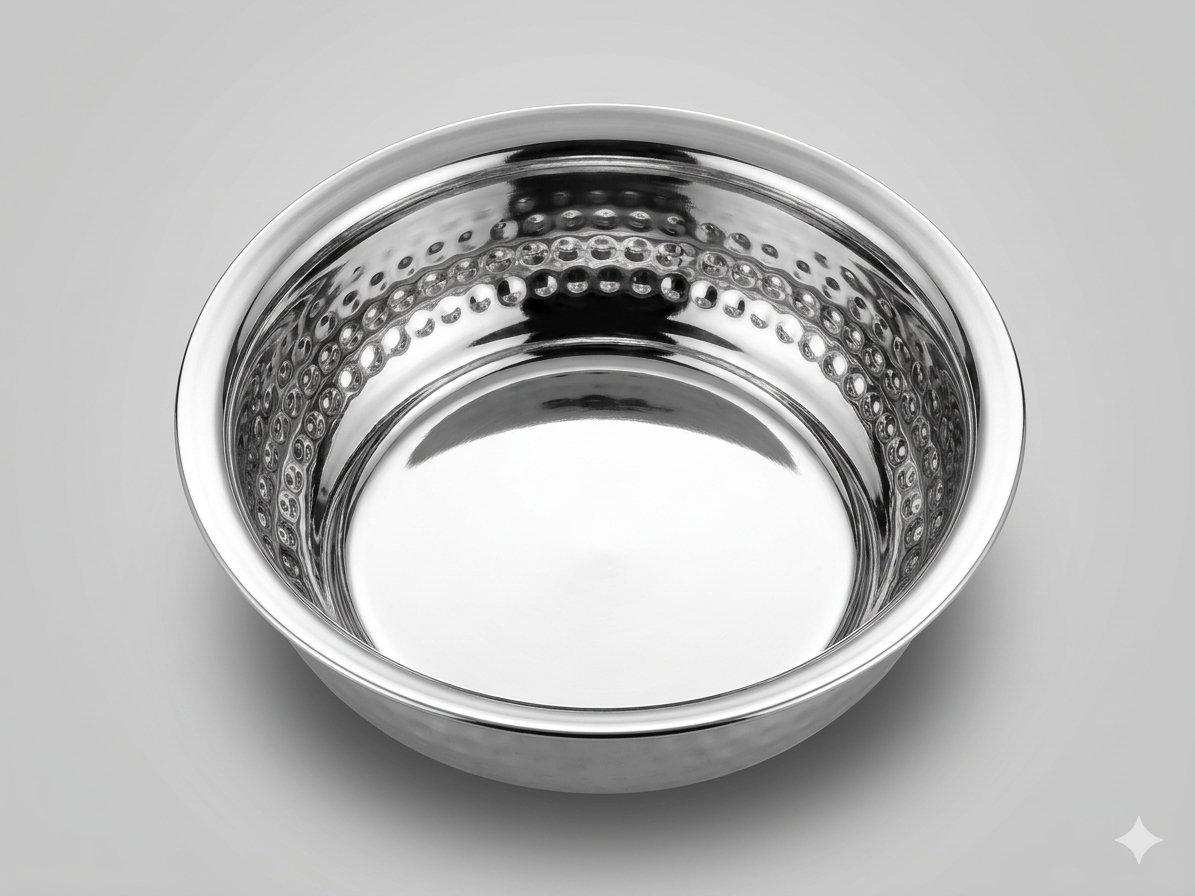 Hammered Stainless Steel Serving Bowl with Lid — Premium Dinnerware for Indian Homes