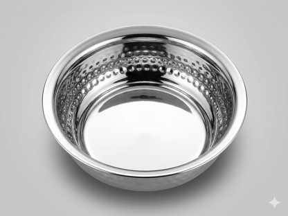 Hammered Stainless Steel Serving Bowl with Lid — Premium Dinnerware for Indian Homes