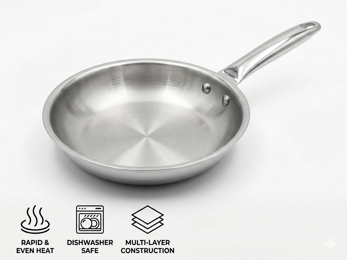 Cheftone Triply Frypan | Stainless Steel | Induction Base, Gas.
