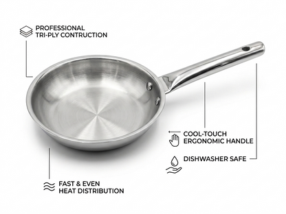 Cheftone Triply Frypan | Stainless Steel | Induction Base, Gas.
