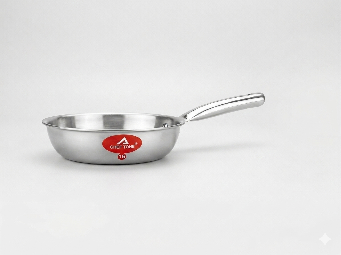 Cheftone Triply Frypan | Stainless Steel | Induction Base, Gas.