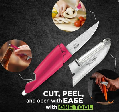 KOHE 3 in 1 Knife Cum Peeler Combo with Bottle Opener