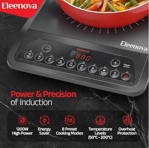 Magnite 1200W Induction Cooktop – Ultra-Fast Heating with Premium Crystal Glass & Easy-Touch Controls