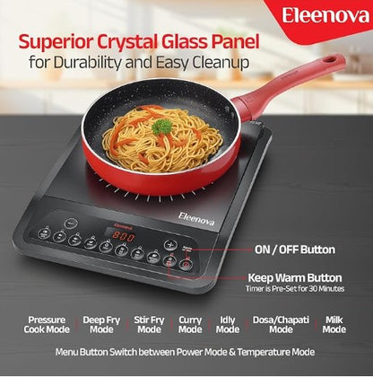 Magnite 1200W Induction Cooktop – Ultra-Fast Heating with Premium Crystal Glass & Easy-Touch Controls
