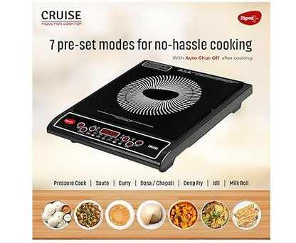 Pigeon by Stovekraft Prime 1800-Watt Induction Cooktop (Black) | 7 Preset Indian Cooking Menus | Smart Timer & LED Display | Energy Saving Push Button Induction Stove