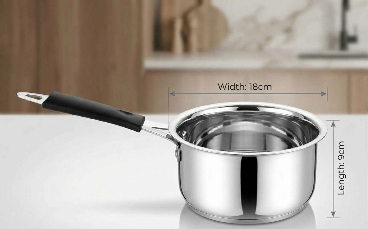 Stainless Steel Plain Patti Saucepan with Handle | Milk Pan, Tea & Sauce Pan for Kitchen | 4 Sizes