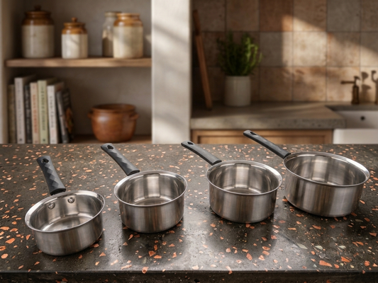 Stainless Steel Russian Saucepan | Milk, Tea & Sauce Pan with Long Handle | Induction & Gas Compatible