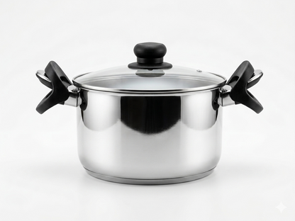 Sonu Stainless Steel Idli Steamer Pot | Glass Lid + Strainer Lid | 4 Plates | Mirror Finish | Gas & Induction Compatible