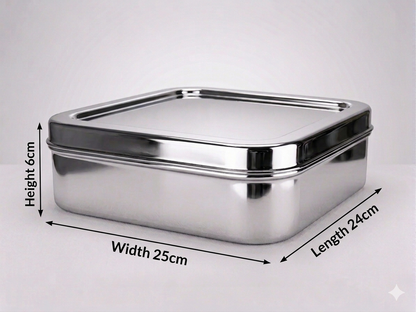 Square Stainless Steel Masala Box with 9 Spice Containers, Lid & Spoon | Rust-Proof Steel Masala Dabba