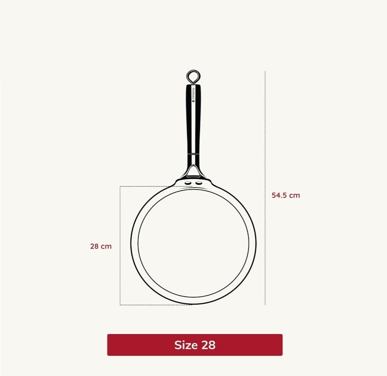 Embassy Touchstone Cast Iron Dosa Tawa with Wooden Handle | Pre-Seasoned, Naturally Non-Stick | Gas & Induction Compatible