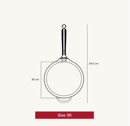 Embassy Touchstone Cast Iron Dosa Tawa with Wooden Handle | Pre-Seasoned, Naturally Non-Stick | Gas & Induction Compatible