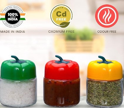 Yera Capsicum Glass Jar with Plastic Caps