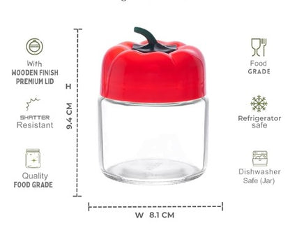 Yera Capsicum Glass Jar with Plastic Caps