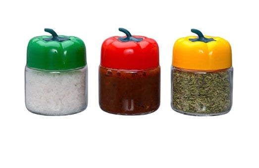 Yera Capsicum Glass Jar with Plastic Caps